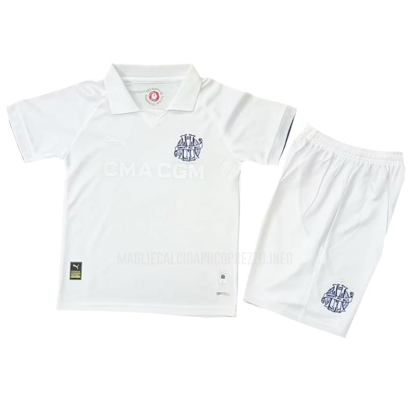 maglietta marseille bambino anniversario bianco 2024-25